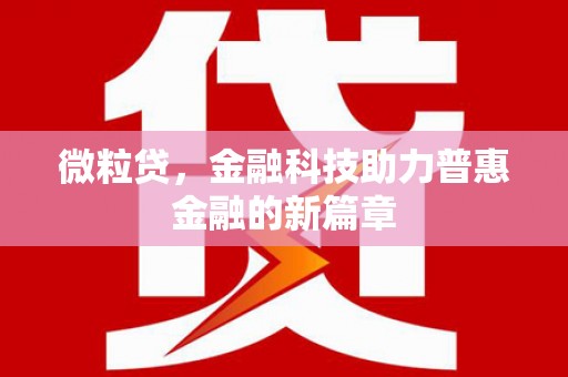 埔心微粒贷，金融科技助力普惠金融的新篇章