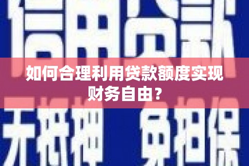 埔心如何合理利用贷款额度实现财务自由？