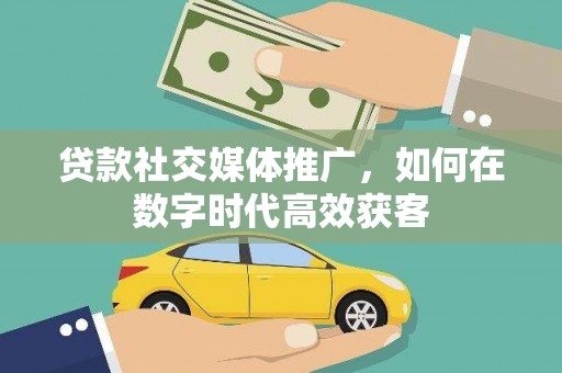 埔心贷款社交媒体推广，如何在数字时代高效获客