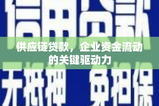 埔心供应链贷款，企业资金流动的关键驱动力