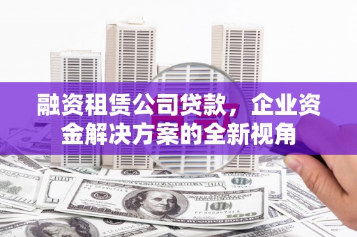 埔心融资租赁公司贷款，企业资金解决方案的全新视角