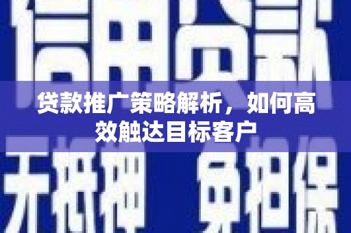埔心贷款推广策略解析，如何高效触达目标客户