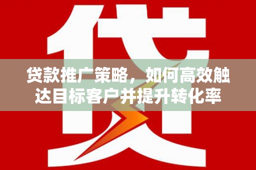埔心贷款推广策略，如何高效触达目标客户并提升转化率