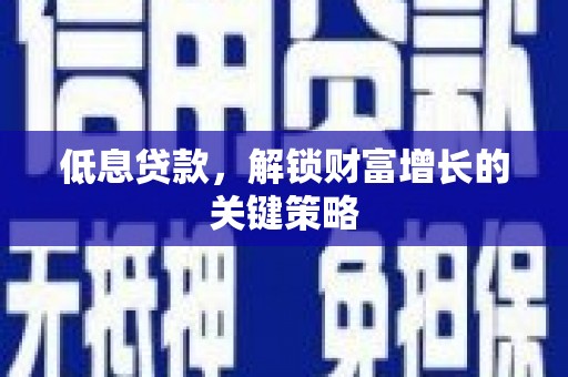 埔心低息贷款，解锁财富增长的关键策略