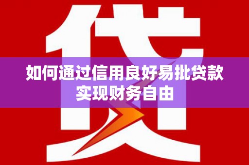 埔心如何通过信用良好易批贷款实现财务自由