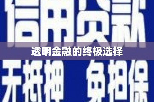 埔心透明金融的终极选择